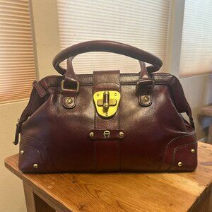 Etienne Aigner Dark Red Doctor Leather Satchel